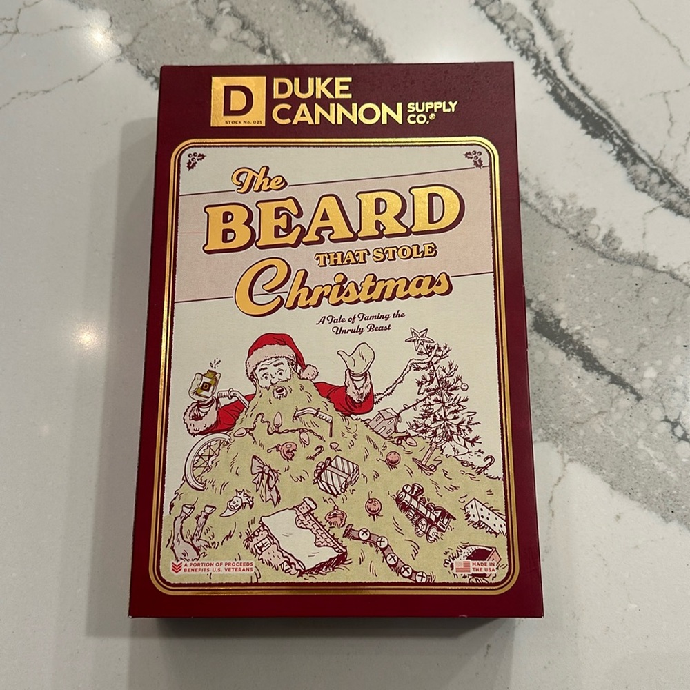 Duke Cannon beard wash and beard oil set.